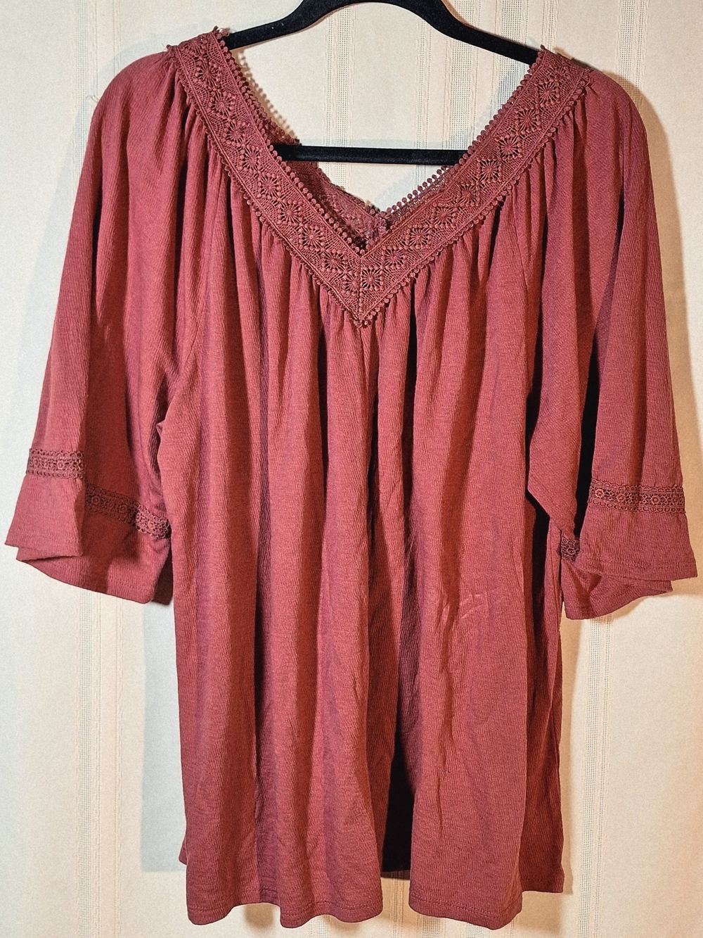 INDIGO ROSE  Peasant Blouse with Lace Trim - Picture 2 of 4